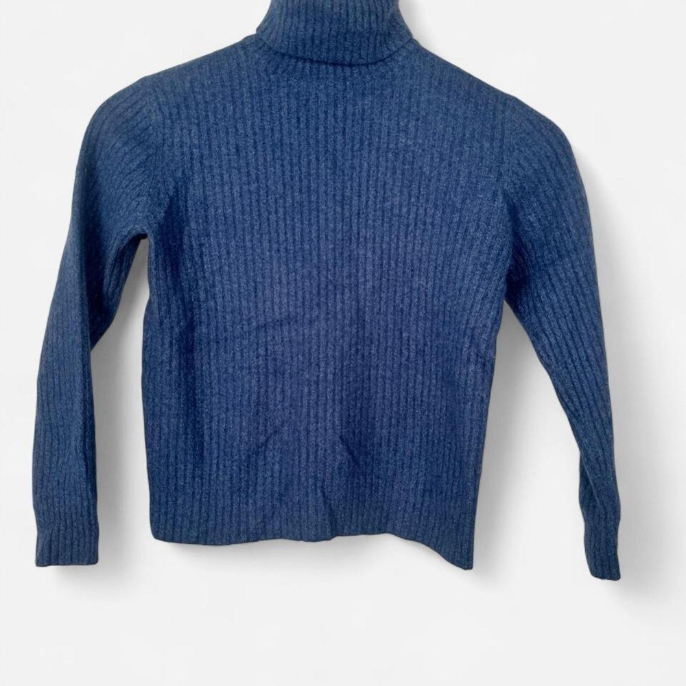 Country Shop Cashmere Blue Turtleneck Sweater Size Small Luxury Knit Pullover